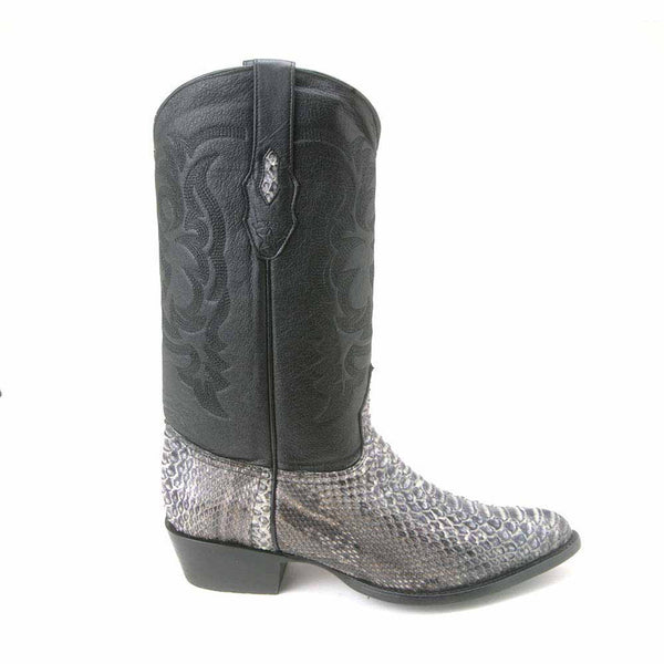 black snakeskin boots - Los Altos Men's Rustic Black Python Snakeskin J Toe Boots