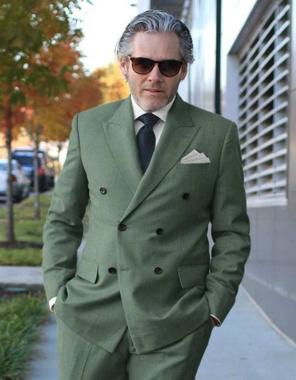 Sage Green Double Breasted Suit