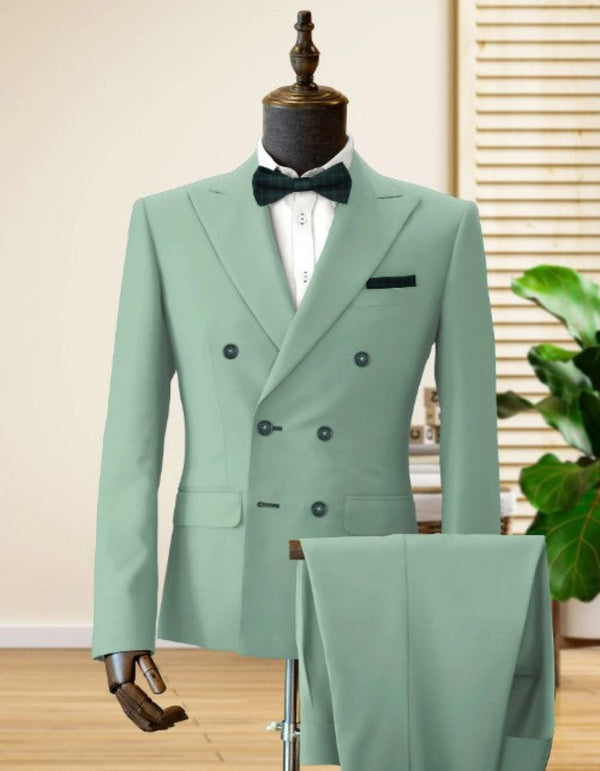 Sage Green Suit - Mens Sage Green Double Breasted Suit - Mens Summer Color Light Weight Suit