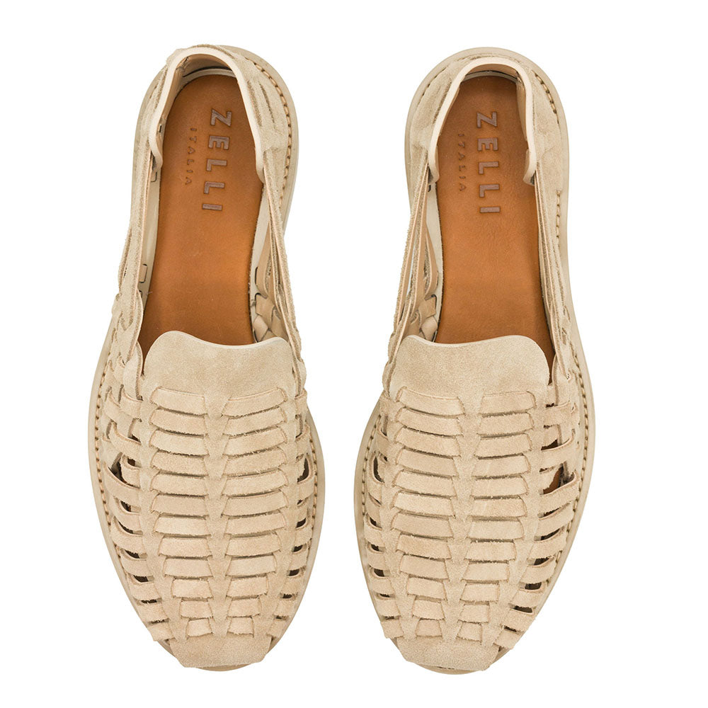 Zelli Sandali Woven Suede Huarache Loafer in Sand