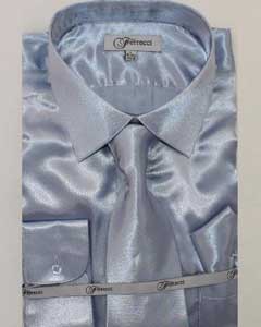 Fer_SH1 Hombres lujoso brillante Cielo azul camisa