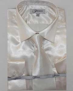 Fer_SH1 Hombres lujoso brillante apagado blanco camisa