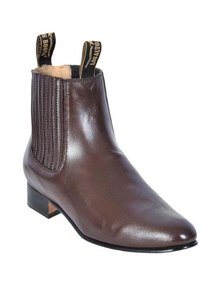 chelsea cowboy boots - Men's Botines Para Hombre ~ Los Altos Boots Chelsea Charro Botin Short Ankle Deer Light Brown Leather Boot - Short Cowboy - Western Ankle Boots