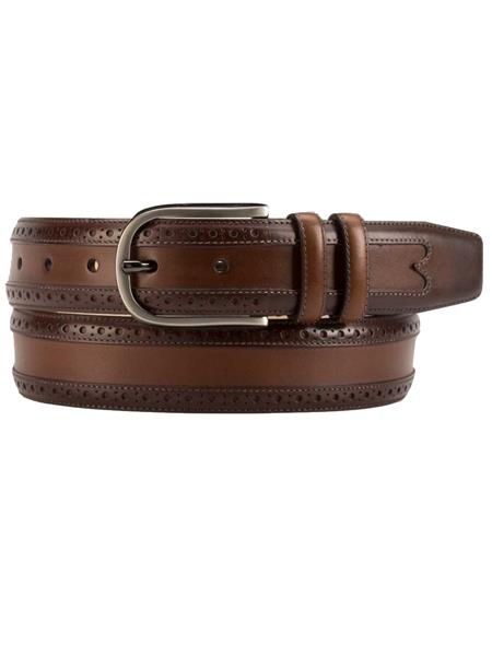 Mezlan Belts Brand Men's Genuine Calfskin Cognac Skin Belt
