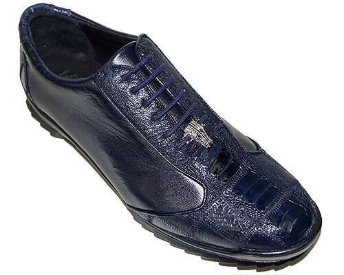 Zapatos De Avestruz Originales Para Hombre - Sneaker de Piel Avestruz Azul Marino Pata