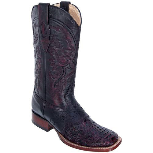 Botas de vaquero de vestir con punta cuadrada y pata de avestruz color cereza negra para hombre Los Altos, a precio económico, en venta en línea, con empeine de silla de montar - Botas De Avestruz