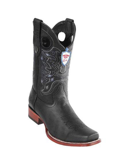 Botas de vaquero de vestir con punta cuadrada de cuero genuino Rage de Wild West para hombre, negras, a precio económico, a la venta en línea, hechas a mano
