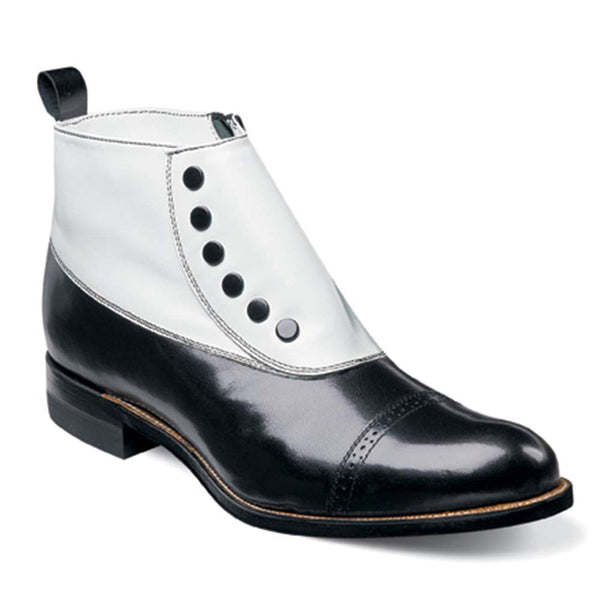 white alligator boots - Stacy Adams Madison Black & White Spat Cap Toe Ankle Boot