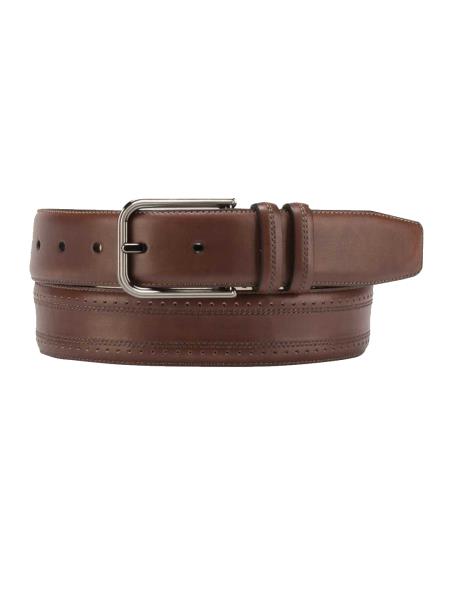 Cinturón de piel de becerro auténtica color topo para hombre de la marca Mezlan Belts
