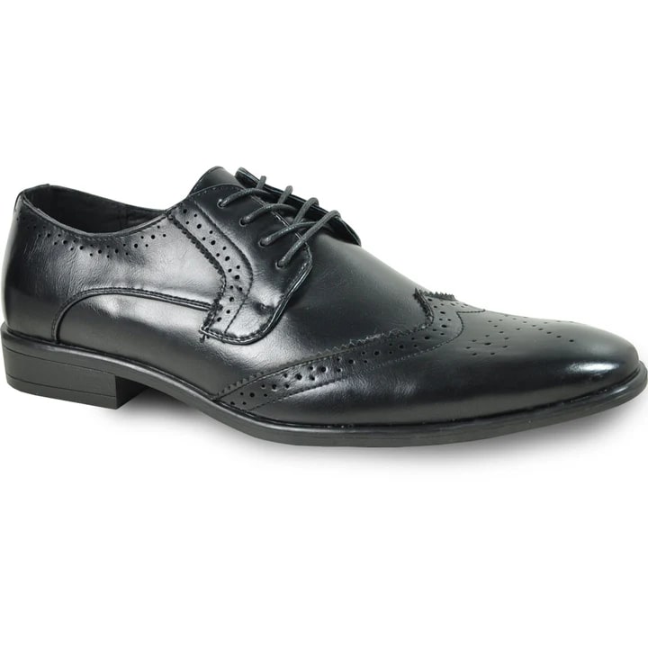 Zapatos Negros De Hombre - Zapatos Negros De Vestir - Mens Vintage Style 1920's Wingtip Lace Up Dress Shoe