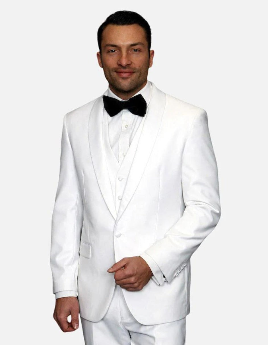 Trajes De Dombre Para Boda - Trajes De Novio - Traje Para Hombre - White with White Suit