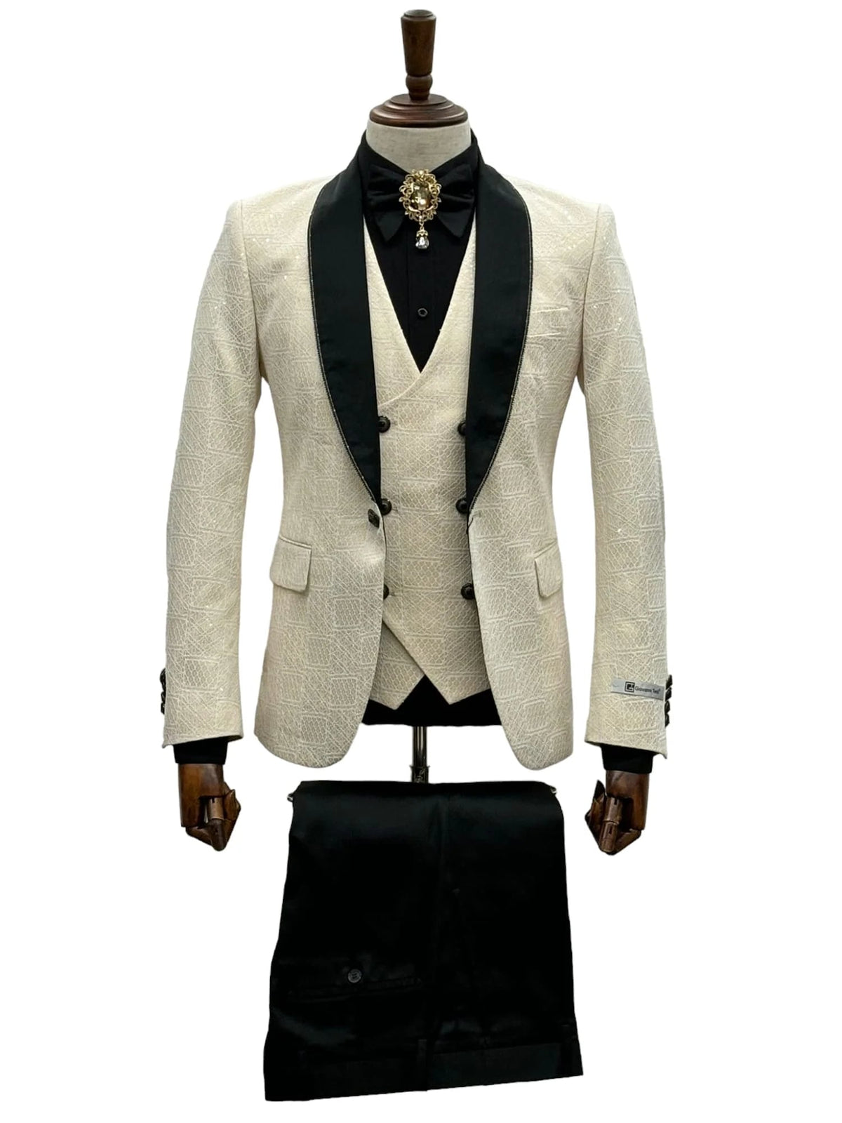 Trajes De Dombre Para Boda - Trajes De Novio - Traje Para Hombre -Ivory Sequins Suit