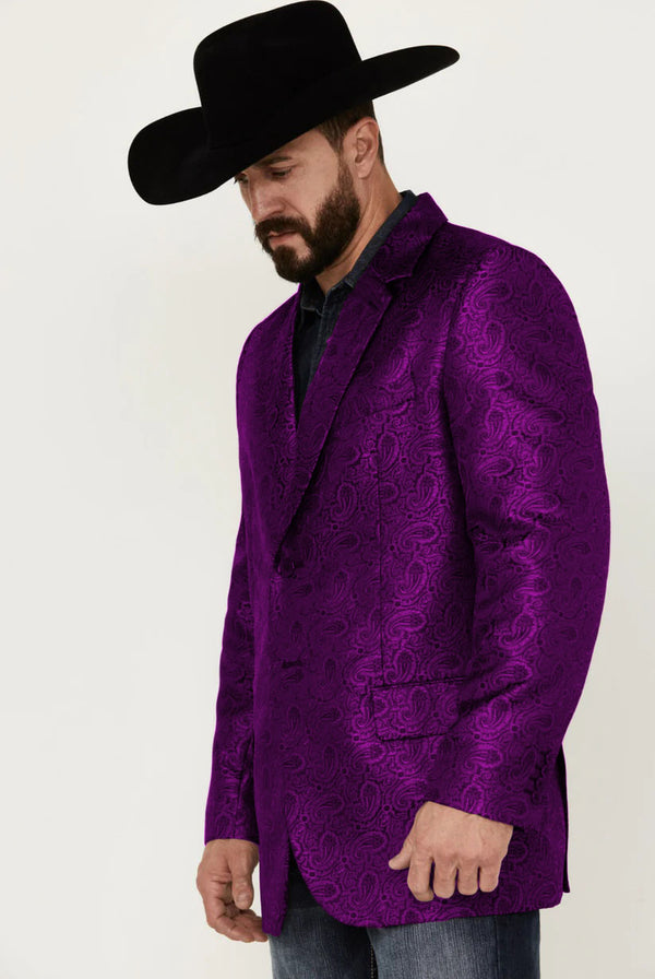 Cowboy Jackets - Western Blazer - Saco Vaquero para Hombre - Saco Vaquero Paisly Fabric in Color Purple