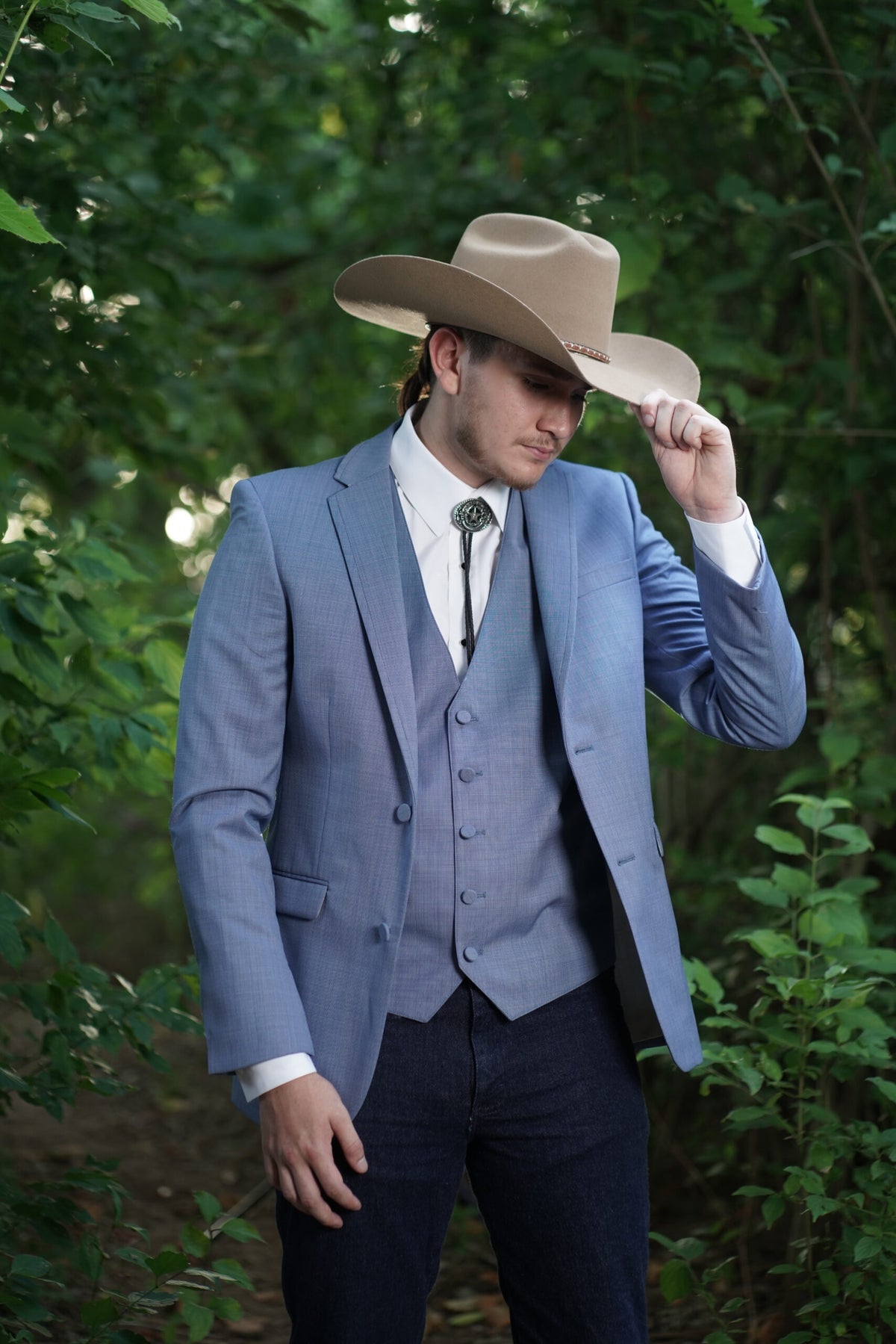 Western Suit - Trajes Para Hombres - Cowboy Formal Attire - Trajes De Novio Slim Fit - Western Cornflower