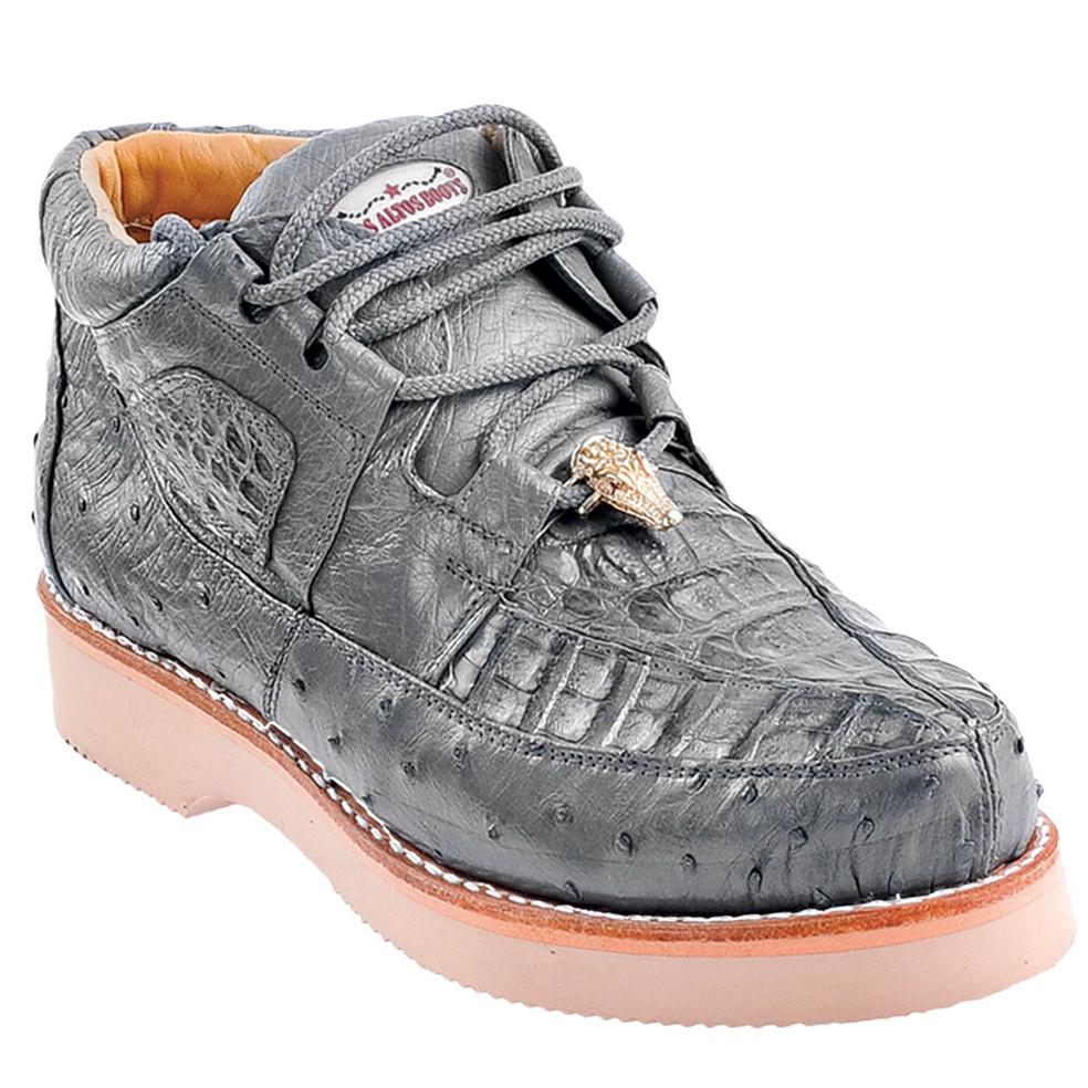Zapatos De Avestruz Originales Para Hombre - Zapato Caiman y Gris Avestruz