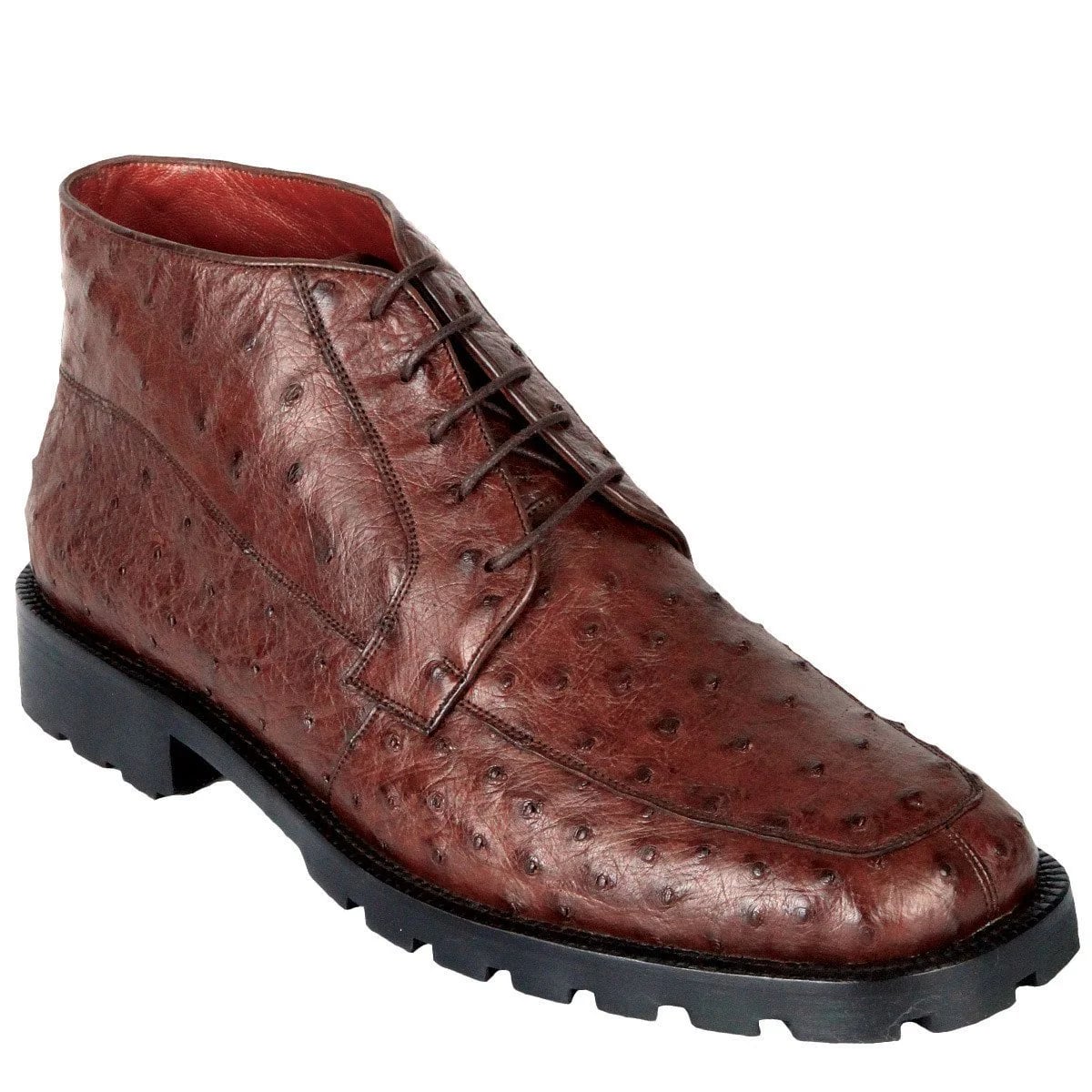 Zapatos De Avestruz Originales Para Hombre - Zapato Botín Cafe Piel Avestruz