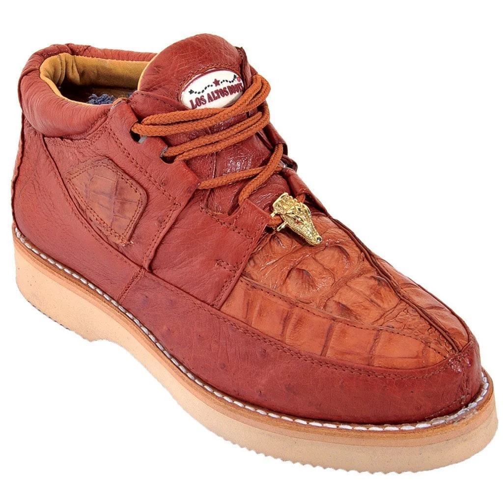 Zapatos De Avestruz Originales Para Hombre - Zapato Caiman y Avestruz Cognac Panza