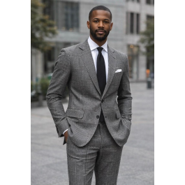 Traje de cuadros Glen - Statement Men's 2 Piece 100% Wool Glen Plaid Suit - Modern Fit