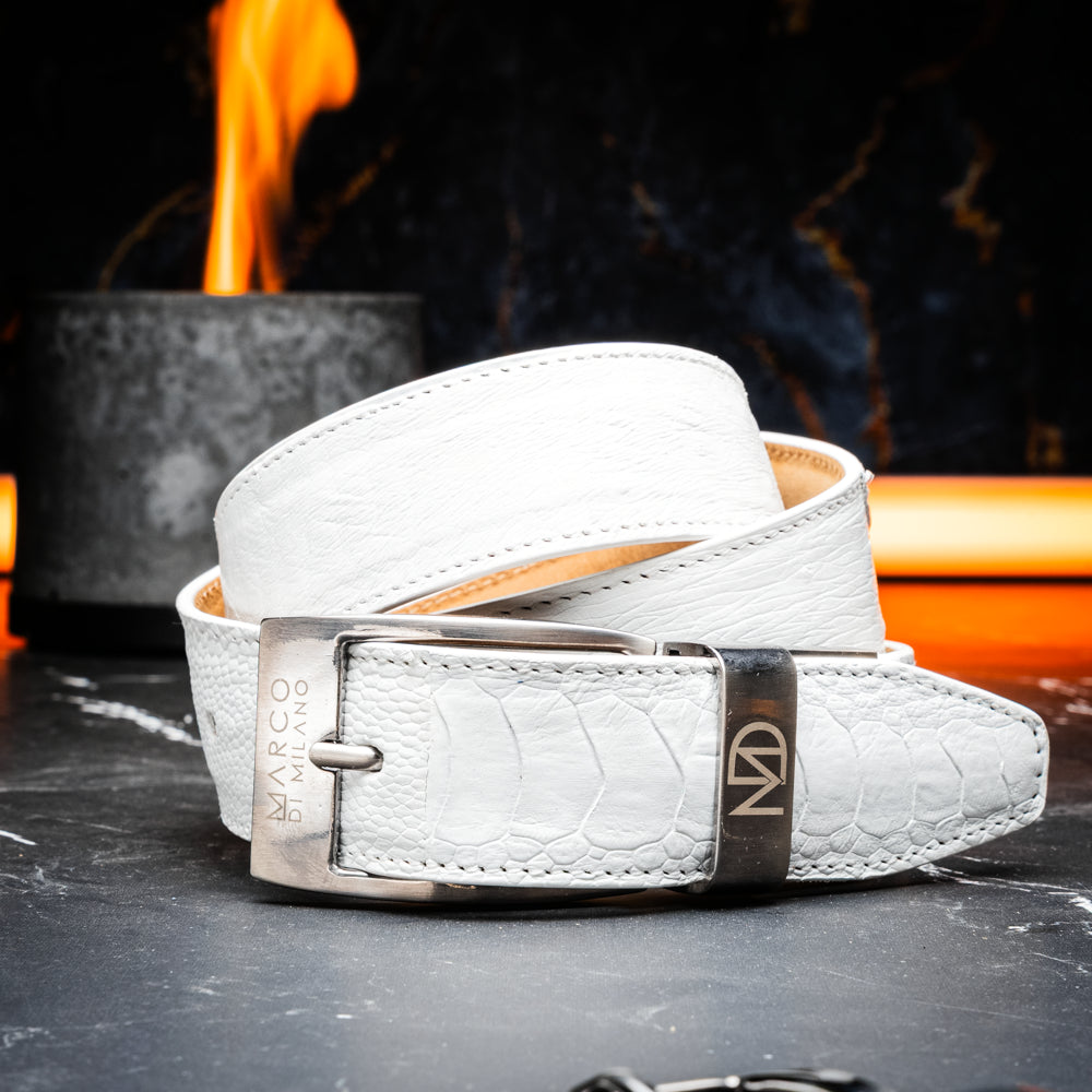 Marco Di Milano Alessio Belt White Leather Loafers