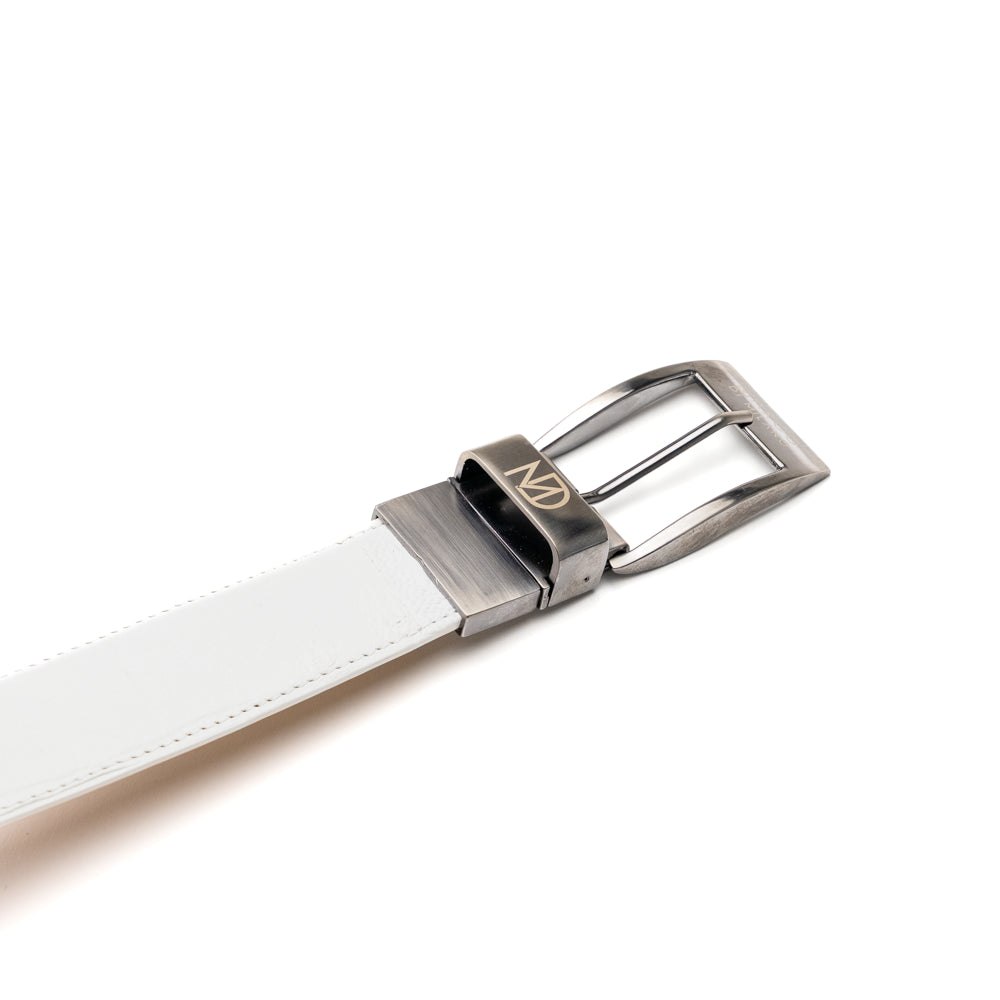 Marco Di Milano Alessio Belt White Leather Loafers