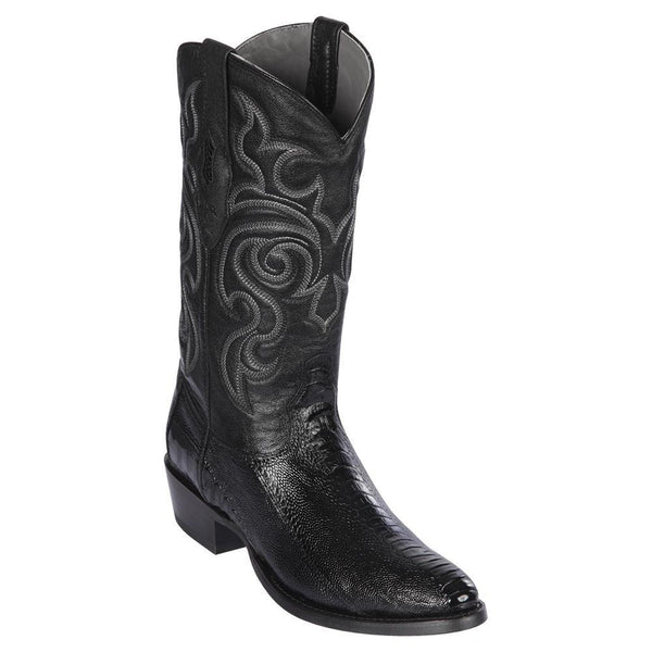 Botas de pata de avestruz de Los Altos - Botas de Pata de Avestruz Punta Oval Color Negro LAB-650505