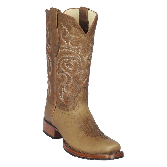 Botas de Cuero Original Punta 7 con Medallon Color Miel – ParaHombreUSA