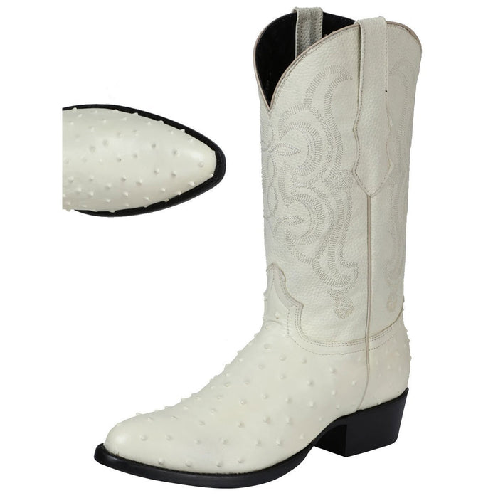Botas de Avestruz Grabado Horma Redonda