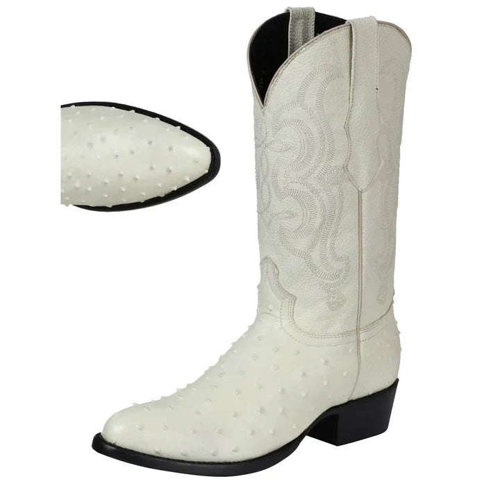 Botas de Avestruz Grabado Horma Redonda GEN