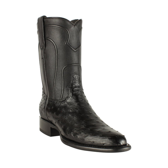 Botas de Avestruz Original Horma Roper Color Negro LAB