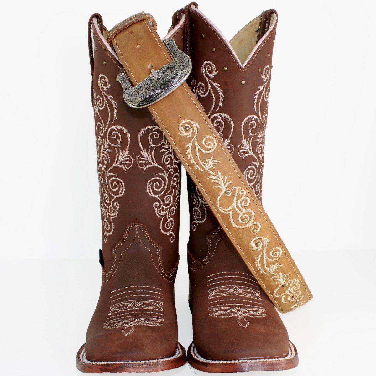 Botas A&A de Cuero Crazy para Mujer en Horma Rodeo Esperol Tan