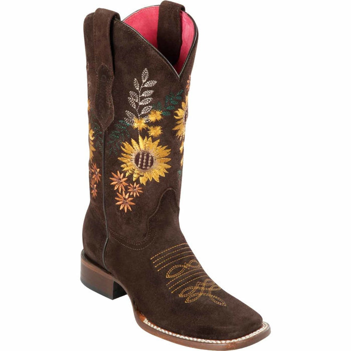 Botas Altas de Cuero con Flores para Mujer en Horma Rodeo