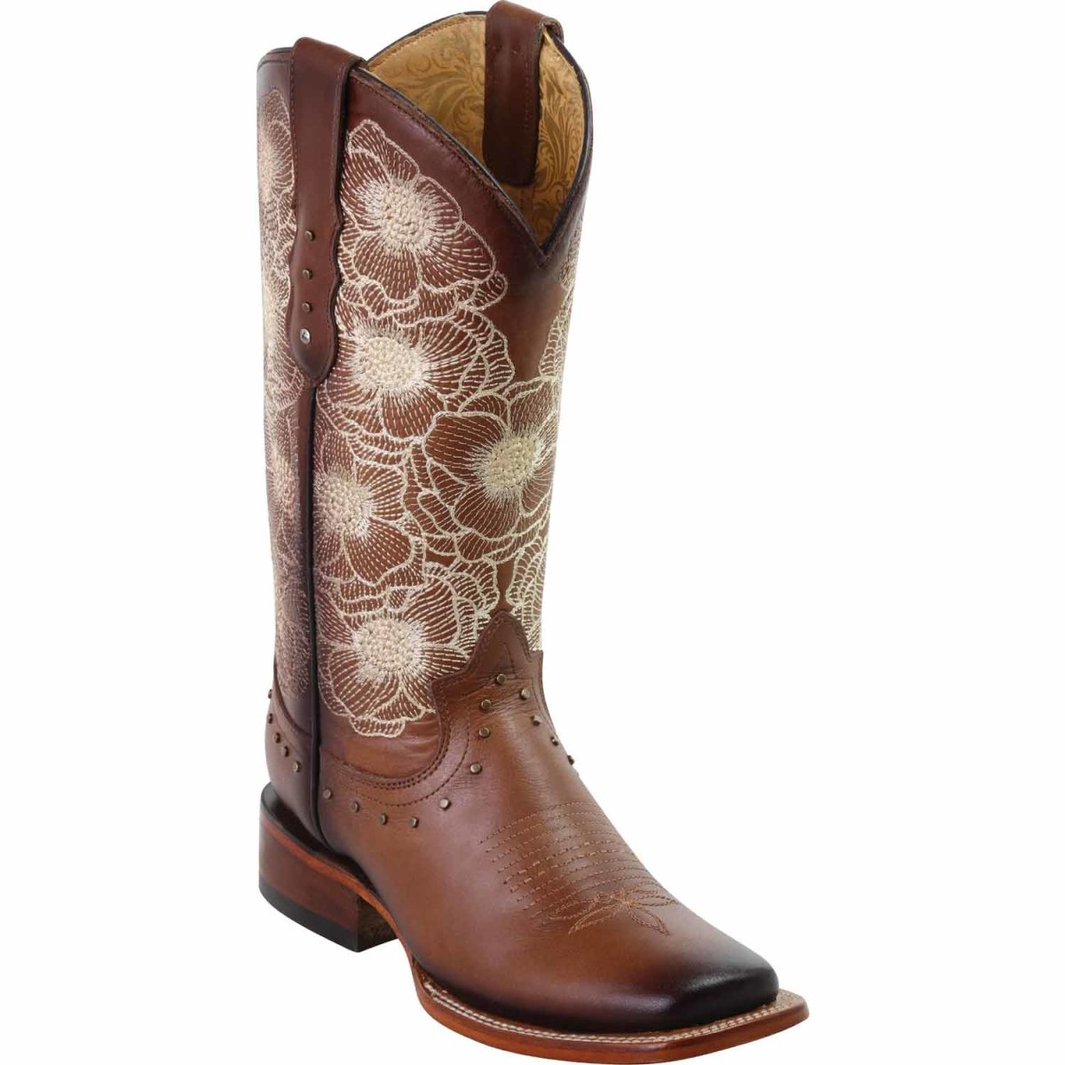 Botas de Cuero con Flores para Mujer en Horma Rodeo Q322GB5259