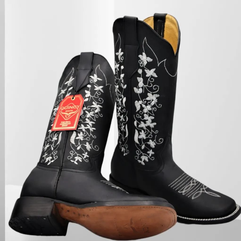 Botas de Cuero con Flores para Mujer en Horma Rodeo Q322M6205