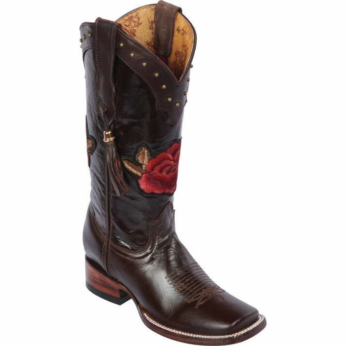 Botas Altas de Cuero con Flores para Mujer en Horma Rodeo