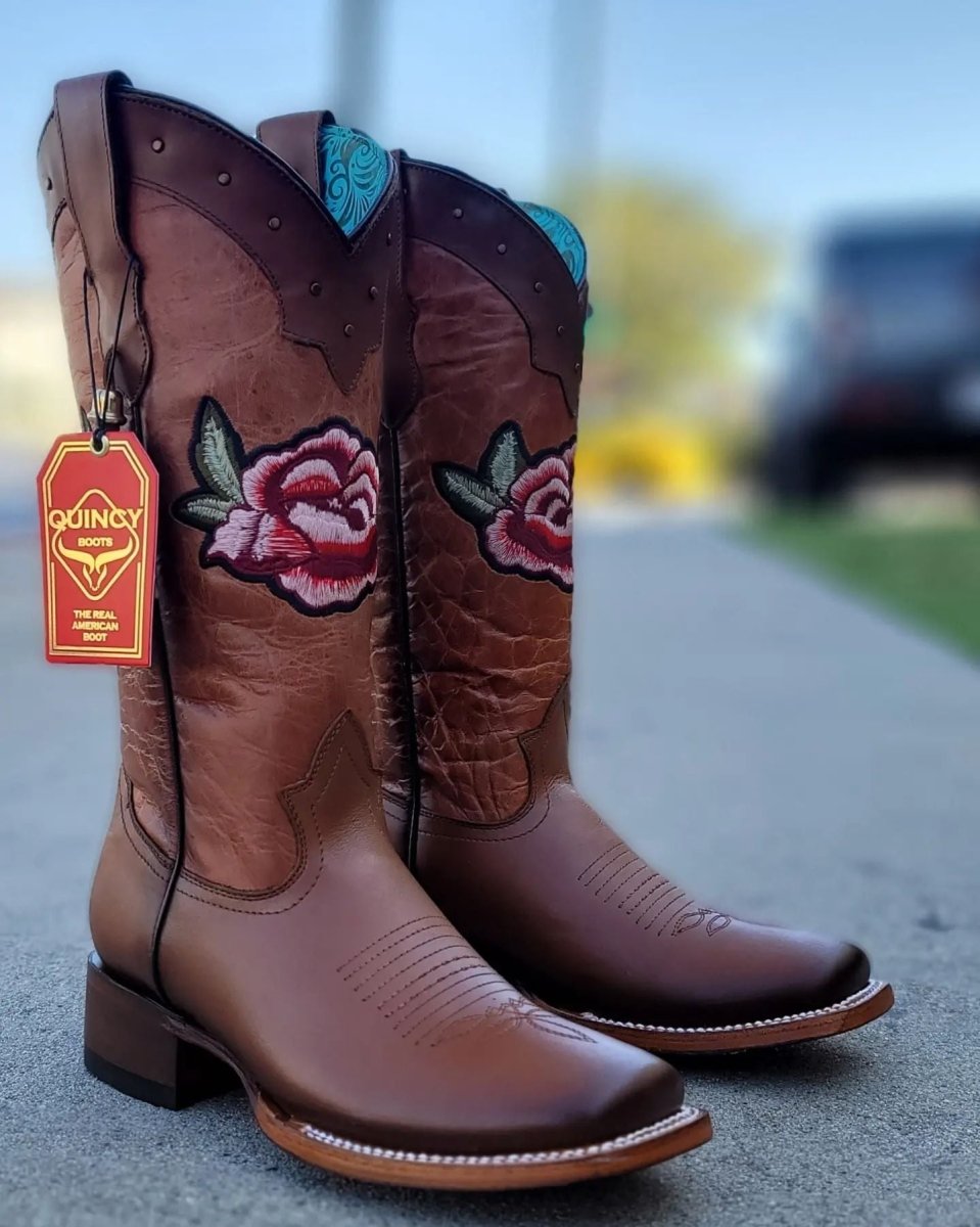 Botas de Cuero con Flores para Mujer en Horma Rodeo Q322RT4251