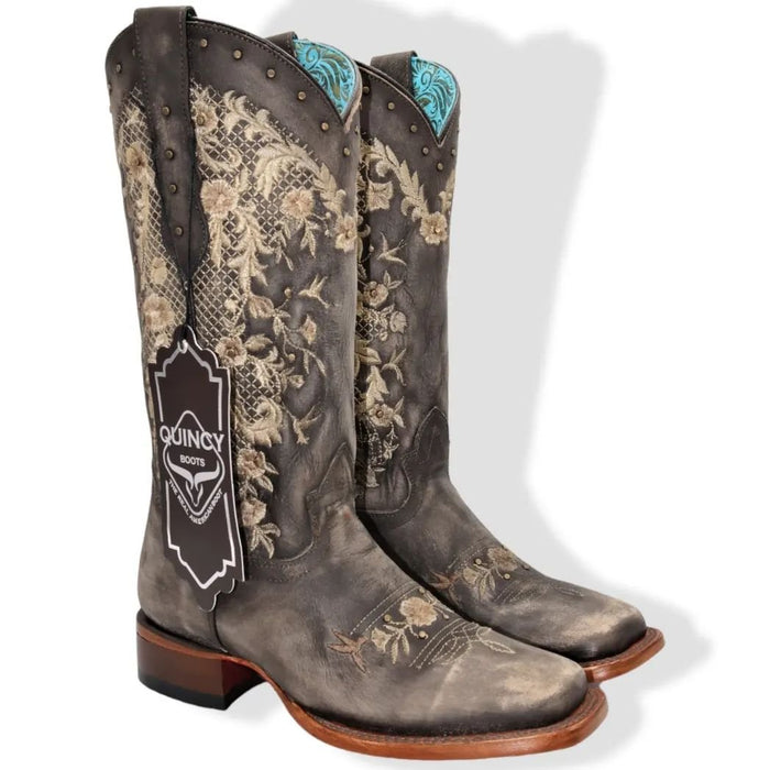 Botas de Cuero Lijado para Mujer en Horma Rodeo Color Choco