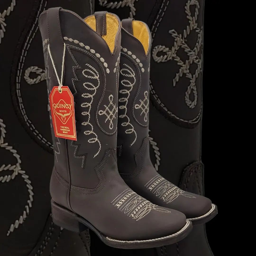 Botas Altas de Cuero Original para Mujer en Horma Rodeo Chocolate Q322N6294