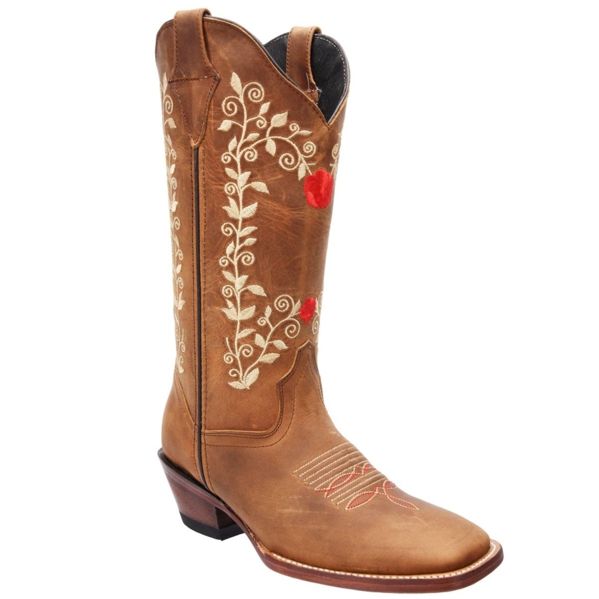 Botas Altas de Cuero para Mujer con Horma Rodeo Color Cafe Claro WD-478