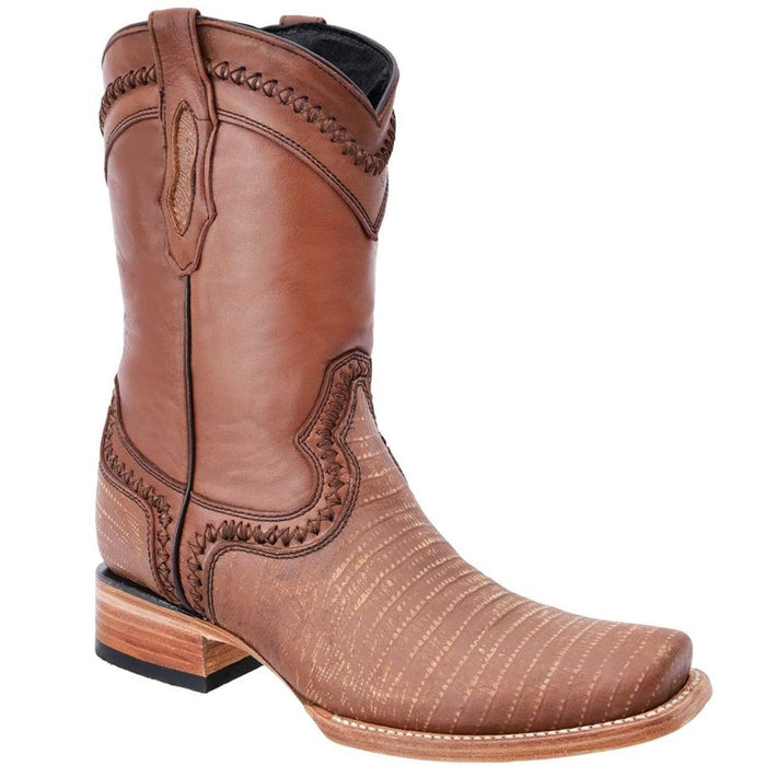 Botas de Armadillo Grabado Horma Hudson Cuadrada Color Miel