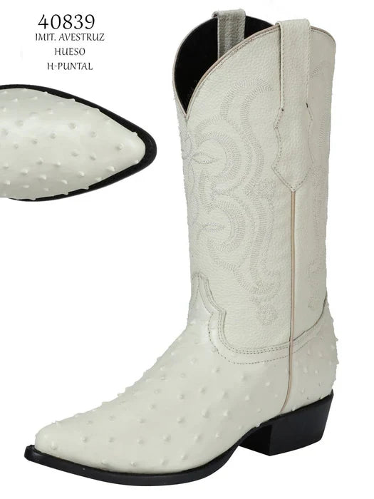 Botas de Avestruz Grabado Horma Puntal Hueso GEN