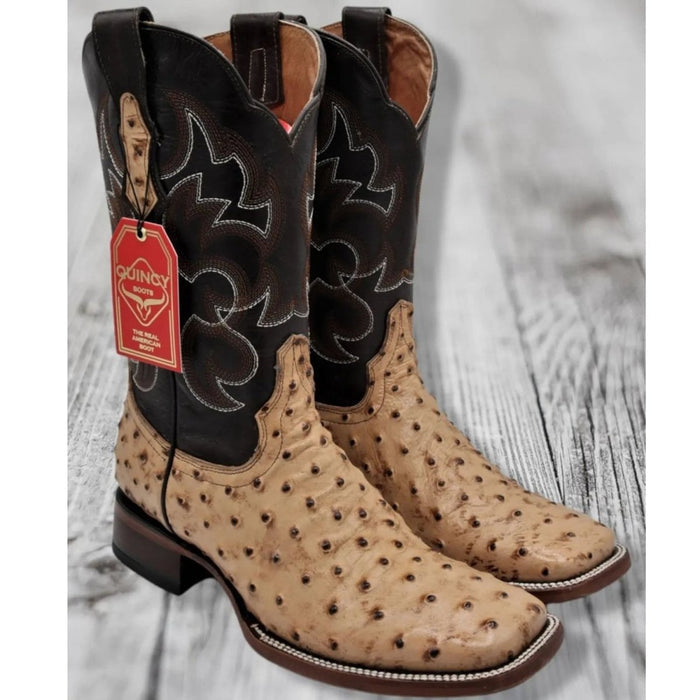Botas de Avestruz Grabado Horma Rodeo Cuadrada