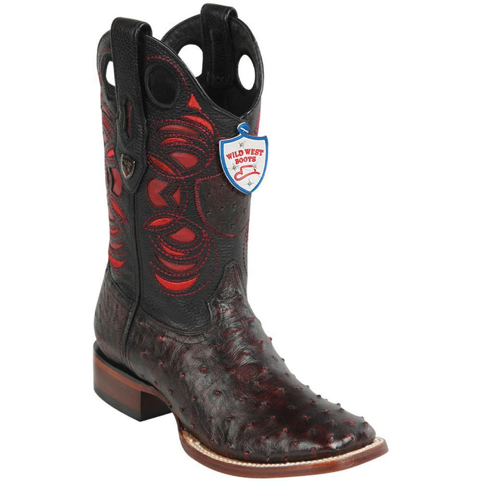 Botas de Avestruz Horma Cuadrada Ancha