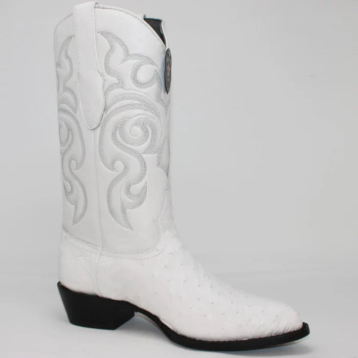 Botas de Avestruz Original Horma Puntal Color Blanco LAB