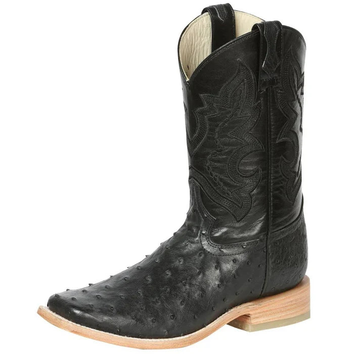 Botas de Avestruz Original Horma Rodeo Color Negro GEN