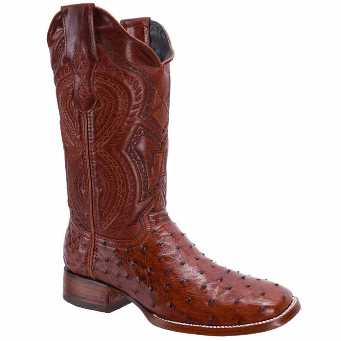 Botas de Avestruz Original Horma Rodeo Cuadrada Color Shedron JB