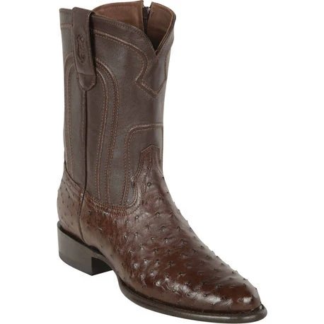 Botas de Avestruz Original Horma Roper con Zipper Color Cafe