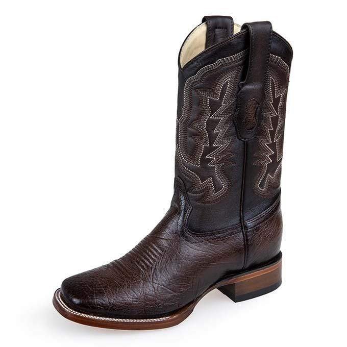 Botas de Avestruz Panza Suave Horma Cuadrada Ancha Cafe