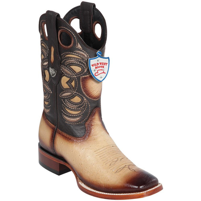 Botas de Avestruz Panza Suave Horma Cuadrada Ancha