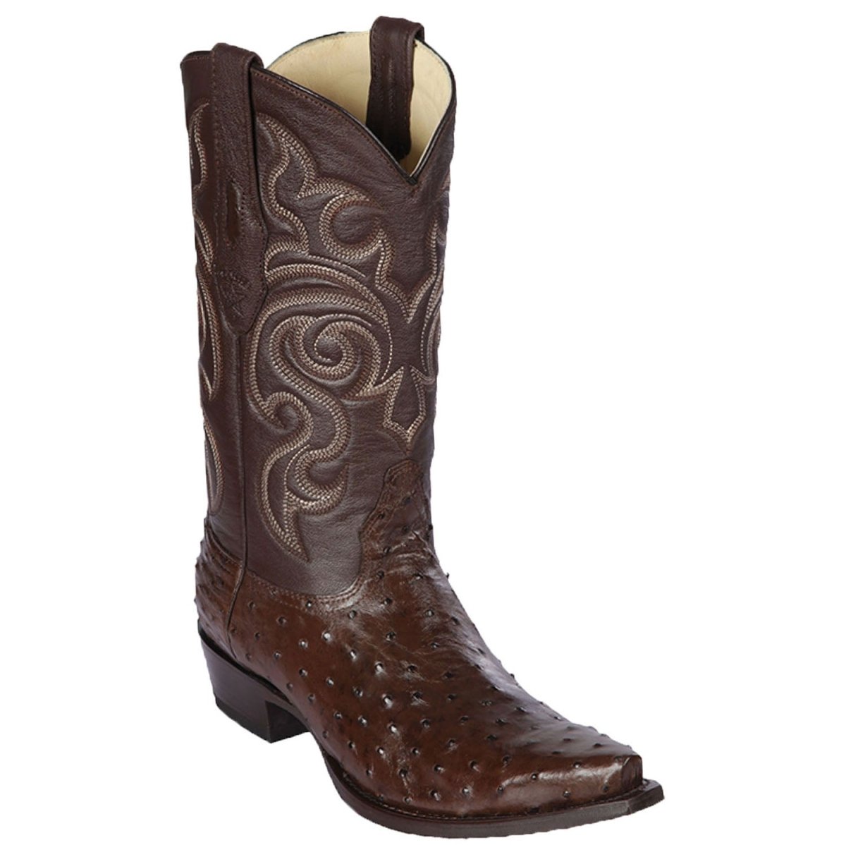 Botas de Avestruz Original Punta Recortada Color Cognac - Los Altos Boots main image 0