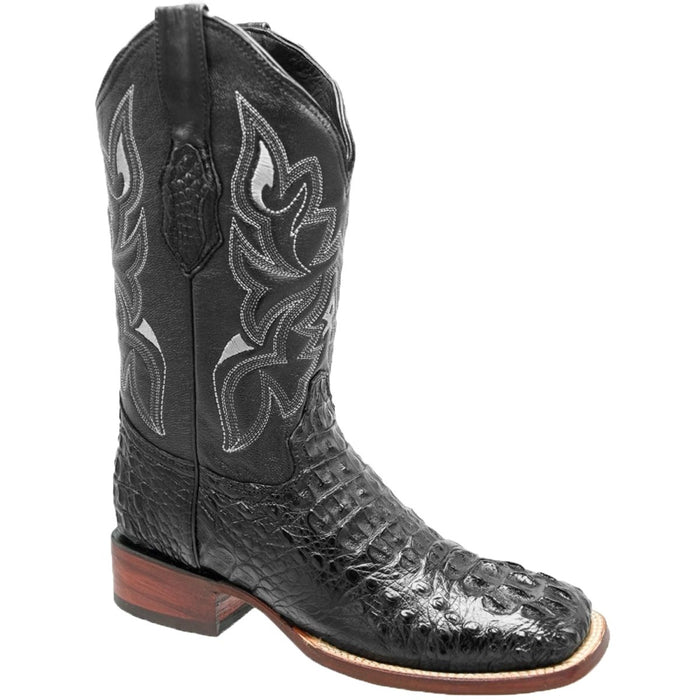 Botas de Cocodrilo Caiman Lomo Original Horma Rodeo Color Negro WD